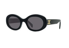 Celine Triomphe CL40194U 01A Shiny Black Smoke Oval Women  s Sunglasses Authentic
