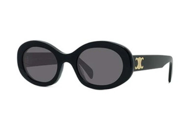 Celine Triomphe CL40194U 01A Shiny Black Smoke Oval Women s Sunglasses Authentic