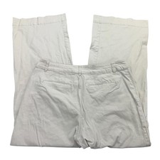 Nili Lotan Pants Womens 14 White Cropped Twill Stretch Pockets Button Wide Leg