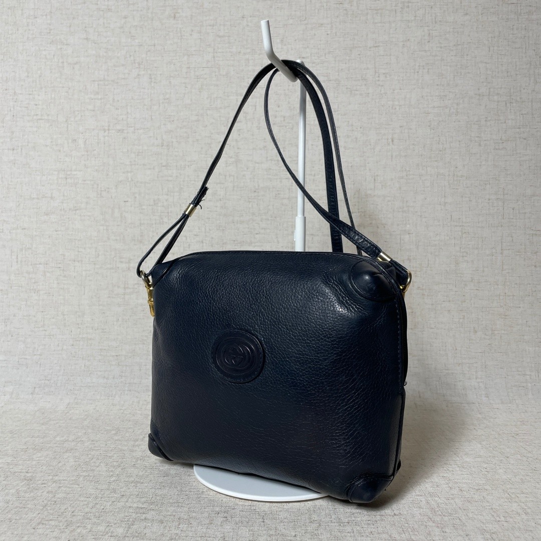 Gucci Navy GG Logo Leather Shoulder Bag 2504 222