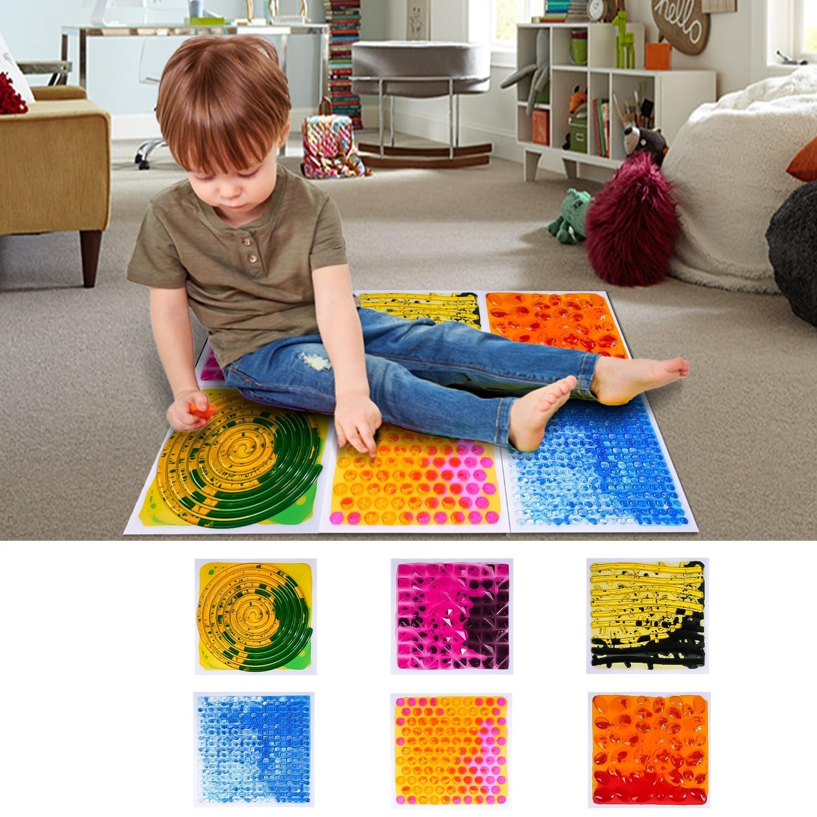 Sensory Floor Lava Tiles: Sensory Liquid Tiles Colorful Liquid Fusion Activit...