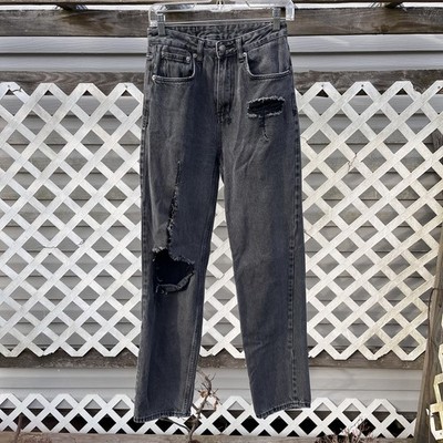 KSUBI Jeans Womens 26x32 Faded Black Playback Navana Ripped Straight Leg 