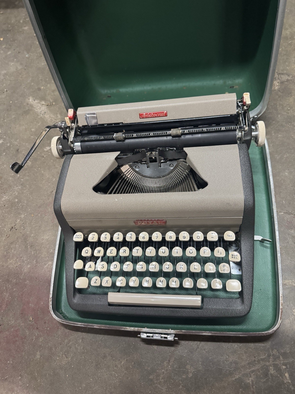 Typewriter Origin Vintage Royal Aristocrat Typewriter With Case, Green Keys, Estate Find ...