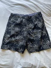 Tommy Hilfiger Swim Trunks Shorts Mens XL Black Hawaiian Floral Mesh Lined