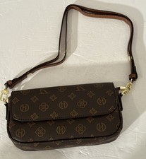 Designer Luxury Women'Ss Bags Shoulder Purse Handbag-Brown Gold Accents-Vtg Styl 16