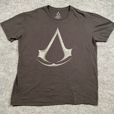 Camiseta de manga corta Assassins Creed para hombre XL negra gráfica logotipo de videojuegos
