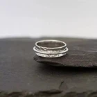 Solid 925 Silver Minimalist Spinner Ring Hammered Ring Anxiety Ring Woman Ring