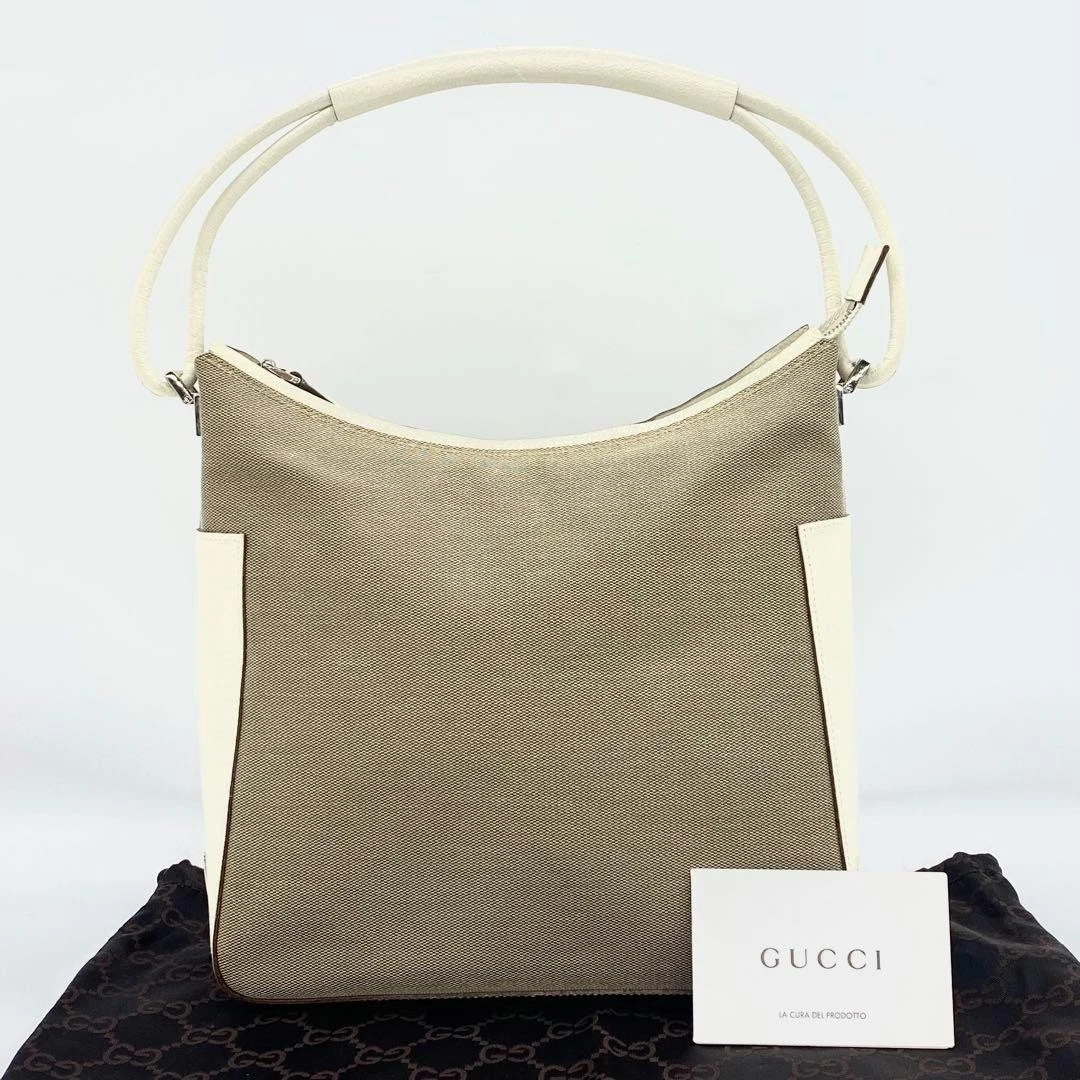 Sac bandoulière GUCCI bandoulière cuir toile beige blanc #PG865B
