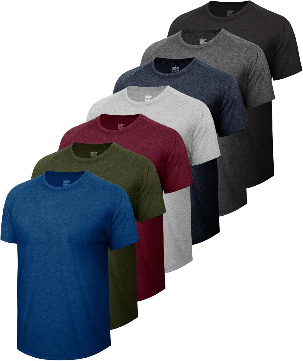 7 Pack Workout Shirts for Men - Quick Dry Moisture Wicking T-Shirts Short Sleeve