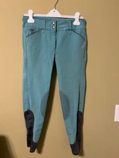 Piper by SmartPak Equestrian Breeches Silicone Knee Patches in Teal Size 28R