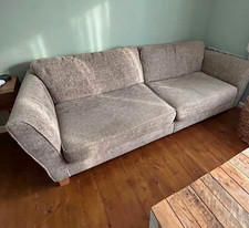 Grey Solid Fabric 4 Seater Sofa Couch Depth 950mm Length 2360mm Big Sofa