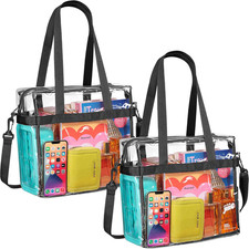 Clear Bag 12x6x12 Stadium Approved Transparent Tote with Zippered Top Shoulder