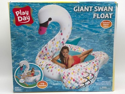 Giant Inflatable Swan Pool Float With Grip Handles & Repair Patch Multicolor 7.5