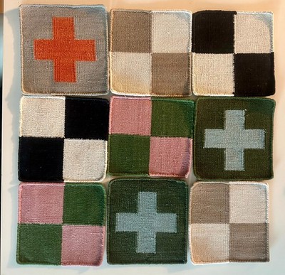 9 Alexander Girard rug samples textile maharam mid century modern coasters eames