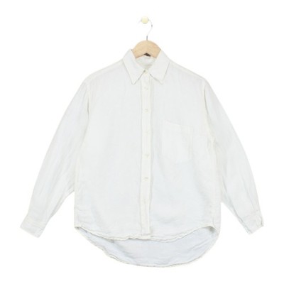 Aquascutum Shirt mit Blumenstickerei Damen Größe M Creme Baumwolle