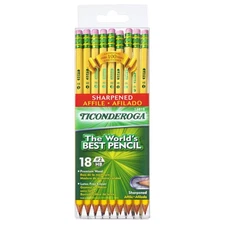 Ticonderoga® Pencils, #2 Soft, Yellow, Presharpened, Pack of 18 DIX13818 UPC ...