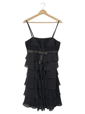 Unique Abendkleid Damen Gr. M Schwarz Rüschen Schleife Elegant