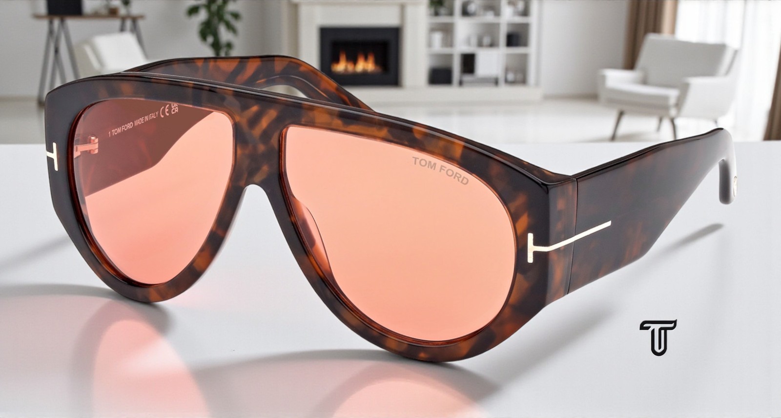 Tom Ford Bronson FT1044 52S Plastic Dark Havana Bordeaux 60 mm Men's Sunglasses