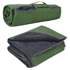 Waterproof Outdoor Blanket with Sherpa Lining, Windproof Triple Layers Warm C...