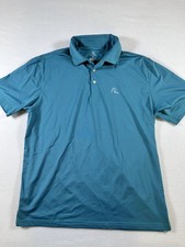 Rhoback Performance Polo Shirt Mens Large Green Striped Short Sleeve Golf EUC