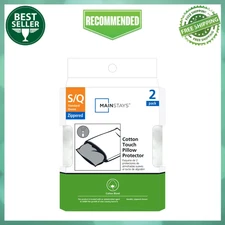 Mainstays Cotton Touch Pillow Cover Protector , S/Q – Zippered, Soft, (2 Count)