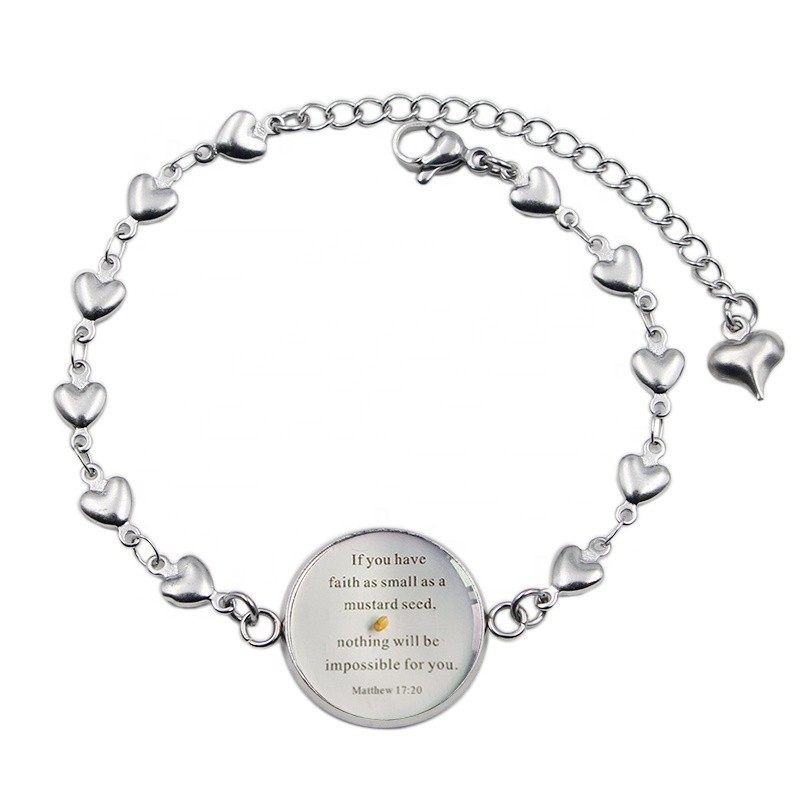 Christlich Bibelvers Armband Herzen Schmuck Jesus Senfkorn Geschenkidee