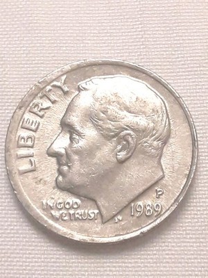 1989-P Roosevelt Dime Rare RPM Machine Doubling Thick Rim Extreme Die Clash 
