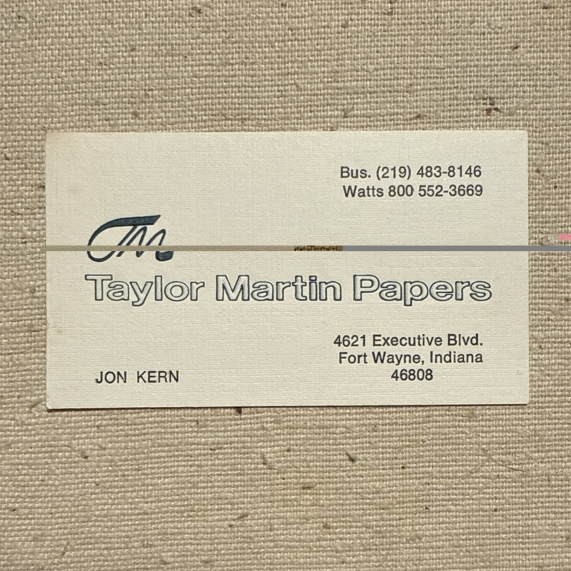 Vintage Business Card Taylor Martin Papers Fort Wayne Indiana Allen County