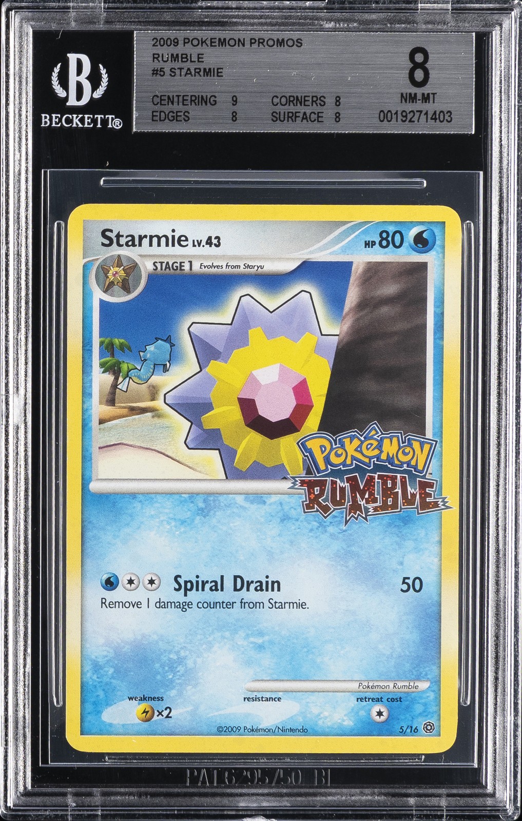 2009 POKEMON PROMOS RUMBLE #5 STARMIE BGS 8