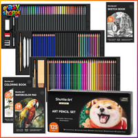 Zeichenset 123-Teilig Bleistifte Buntstifte Aquarelle Kohle Graphit FüR