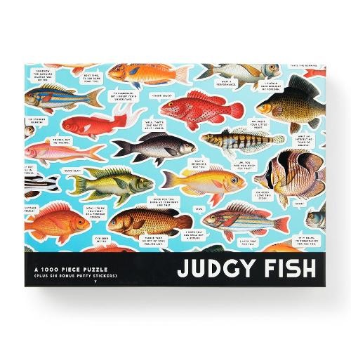 Brass Monkey Judgy Fish – 1000 Piece Jigsaw Puzzle Featuring Vintage Inspired Illustration Of Fish Art With Funny Quotes And Puffy Stickers - Image 4