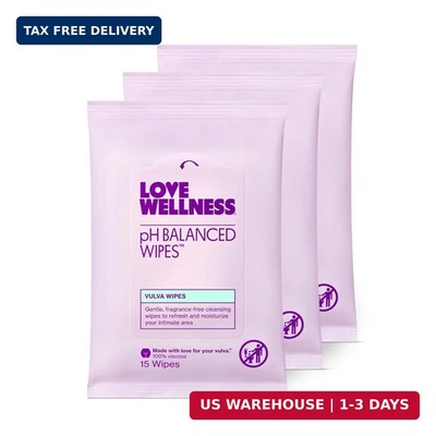 Love Wellness pH Balanced Wipes | Fragrance-Free | Travel Size | 3-Pack