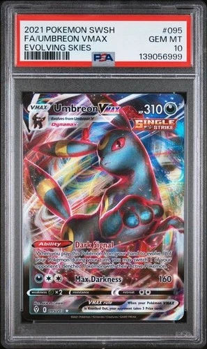 2021 POKEMON SWORD & SHIELD EVOLVING SKIES #095 FULL ART/UMBREON VMAX PSA 10
