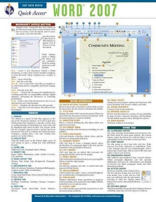 Word 2007 : Rea Quick Access Fast Facts Revies Reference Chart, Paperback by ...