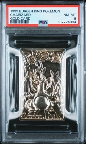 Charizard Pokemon Card Burger King 23K Gold Plated Promo Nintendo WOTC PSA 8