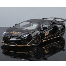 Modellino auto 1/18 Lamborghini Aventador SVJ pressofuso auto giocattolo per ragazzi bambini nero