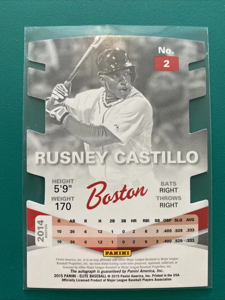 2015 Panini Elite Baseball RUSNEY CASTILLO Status Die Cut Auto /10 Red Sox - Image 2 of 2