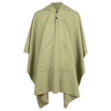 HANDWOVEN 100 LLAMA WOOL HOODED PONCHO OLIVE GREEN   UNISEX WITH POCKET
