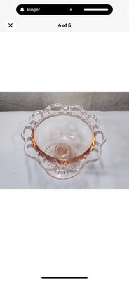 Rare Vintage Old Colony Lace Edge Open Lace Pink Footed Sherbet