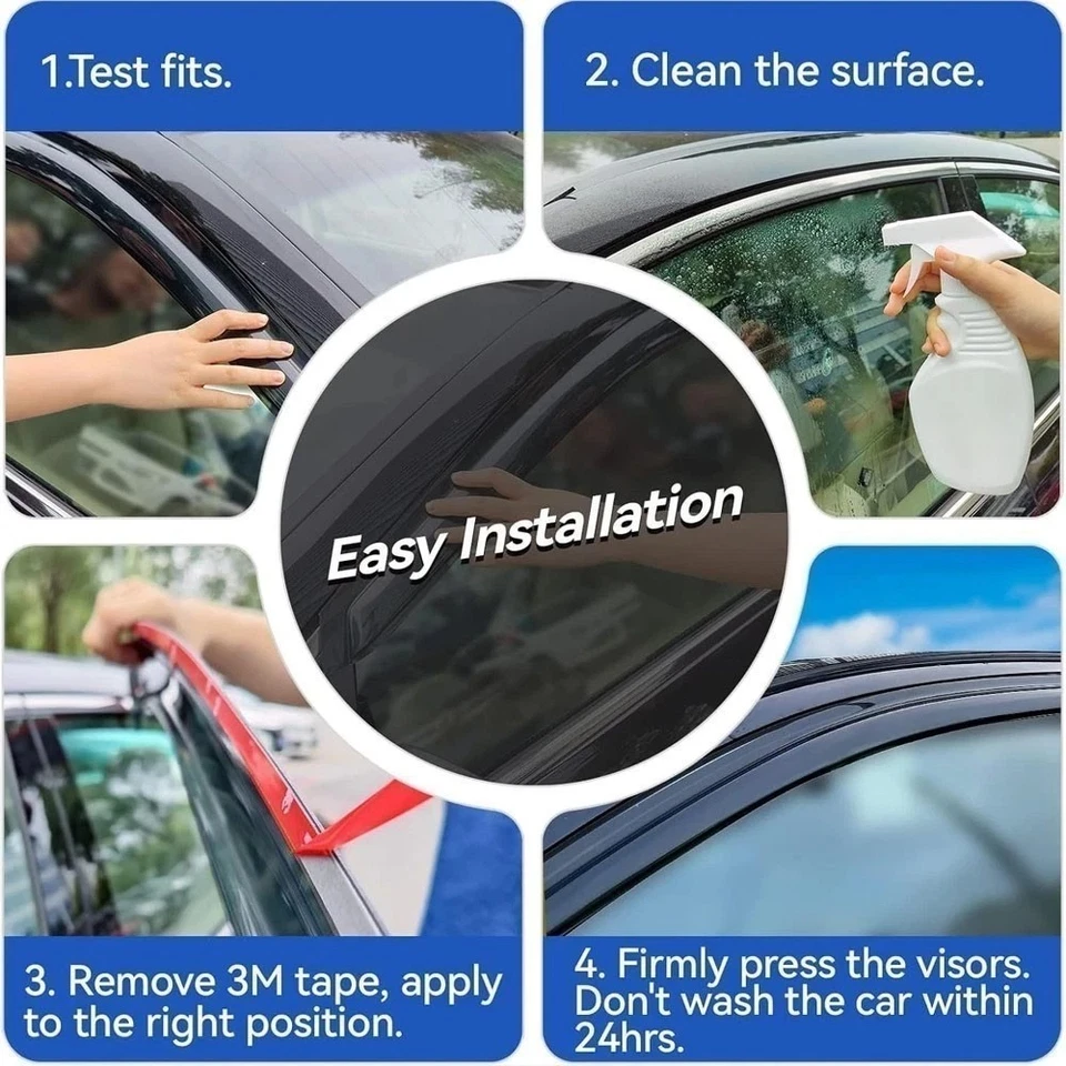 Viseira de janela compatível com Ford Focus 2012-2018 fumaça no canal nova 4x 4 peças - Imagem 4 de 4