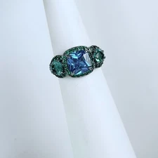 Bomb Party Ring Sz 7 "Call It Royalty" RBP6855 Azure Blue & Paraiba on Hematite