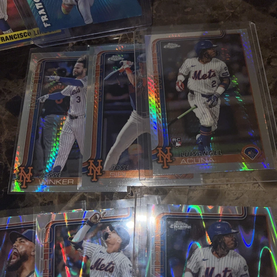¡Lote de 38 tarjetas Topps Chrome Mets 2025! ¡Sin duplicados! Base refractores insertos Foto 4 de 4