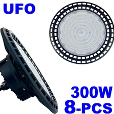 8-PACK High Bay LED Light 300W UFO Factory Warehouse Commercial Light Fixtures