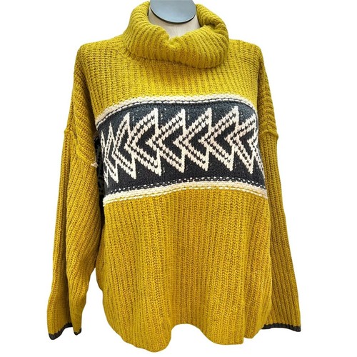 XL Olivia Combo Pullover Sweater Yellow 