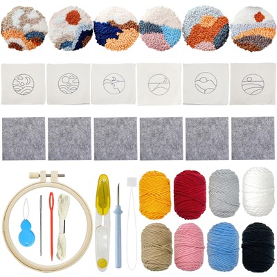 Punch Needle Stickerei Set 6er Set Punch Needle Untersetzer Set mit Reifen ...