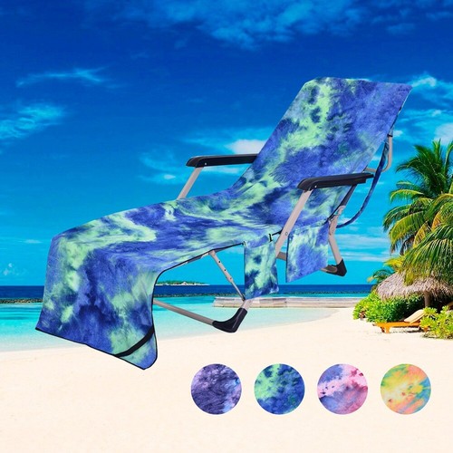 NEW LOUNGER BEACH TOWEL SUN LOUNGER FOR HOLIDAY GARDEN LOUNGE MATE WITH POCKETS - Picture 2 of 28