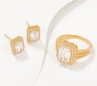 QVC Diamonique 14K Gold Clad Bridal Ring & Earrings Set Boxed Size 6 — photo 7