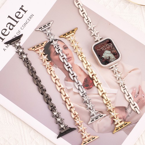For Apple Watch Series 10/9/8/7/6/SE/5/4/3 Ultra Luxury Star Metal Bracelet Band - 第 1/17 張圖片