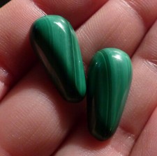 O&co Paire cabochons malachite naturelle lithothérapie cadeau noël 