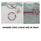 WOMENS LADIES KICKERS 2 PACK T SHIRT TOP BNWT SIZE 10 12 14